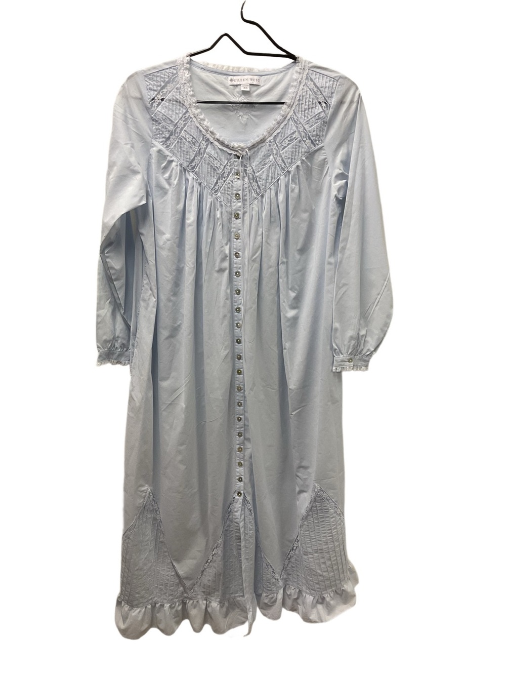 New Eileen West Light Blue Cotton Nightgown & Matching Robe with Lace Yoke - Picture 4 of 11
